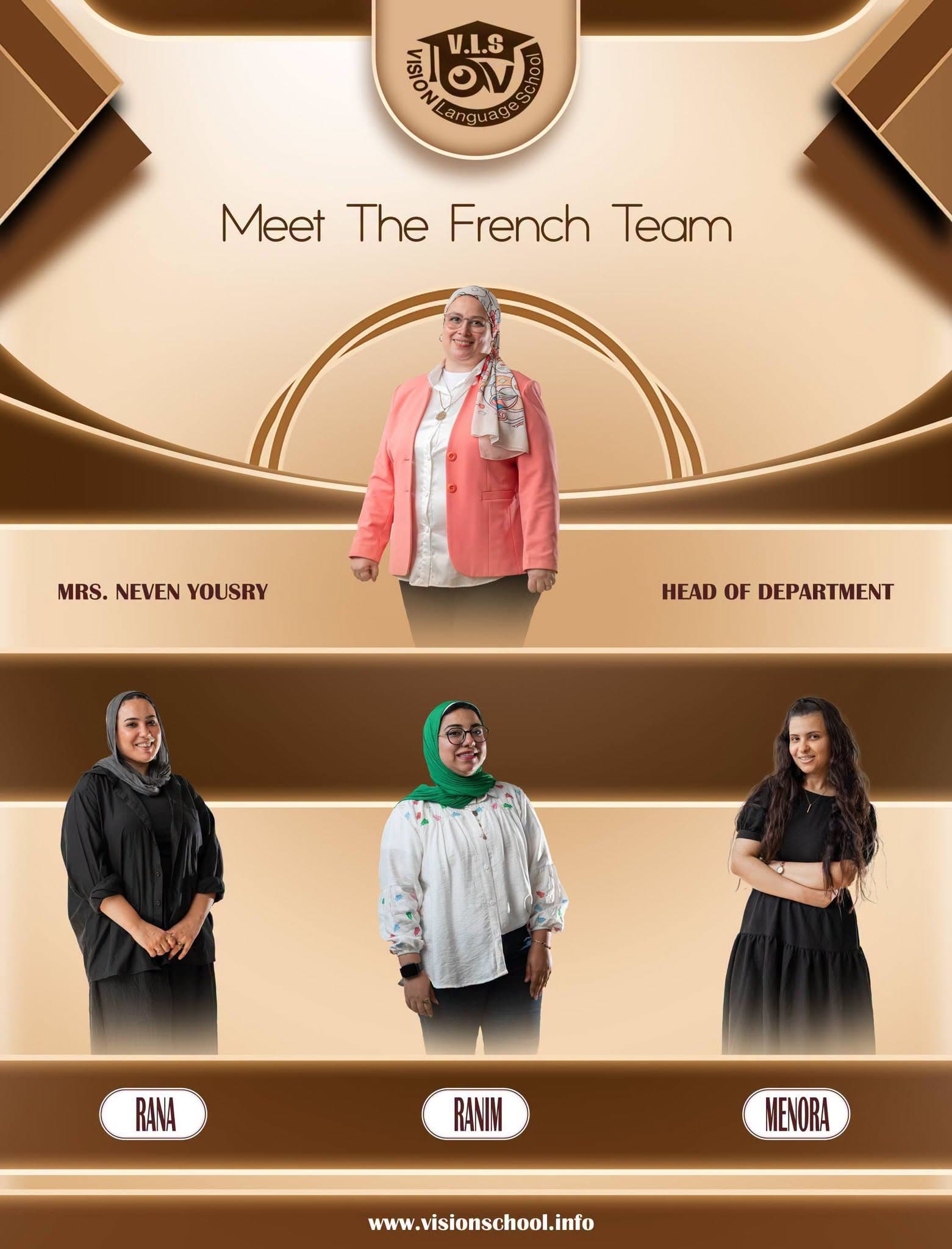 French Team poster with staff names and titles