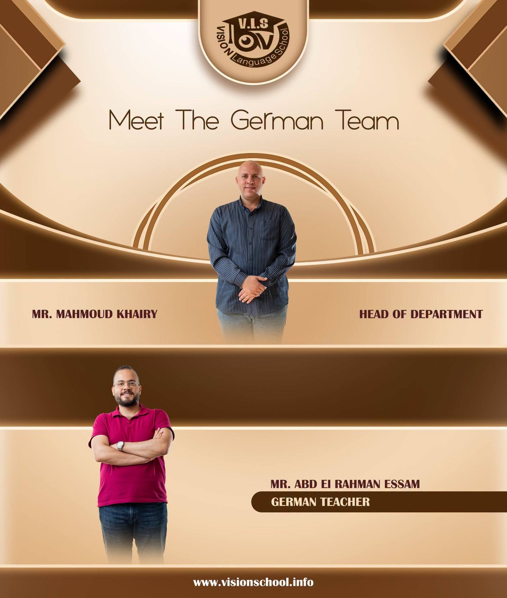 German Team poster with staff names and titles